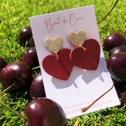 Boucles BELZA cuir & paillettes Rouges